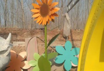 彩繪向日葵雕塑廠家 公園擺件 街頭不銹鋼向日葵雕塑廠