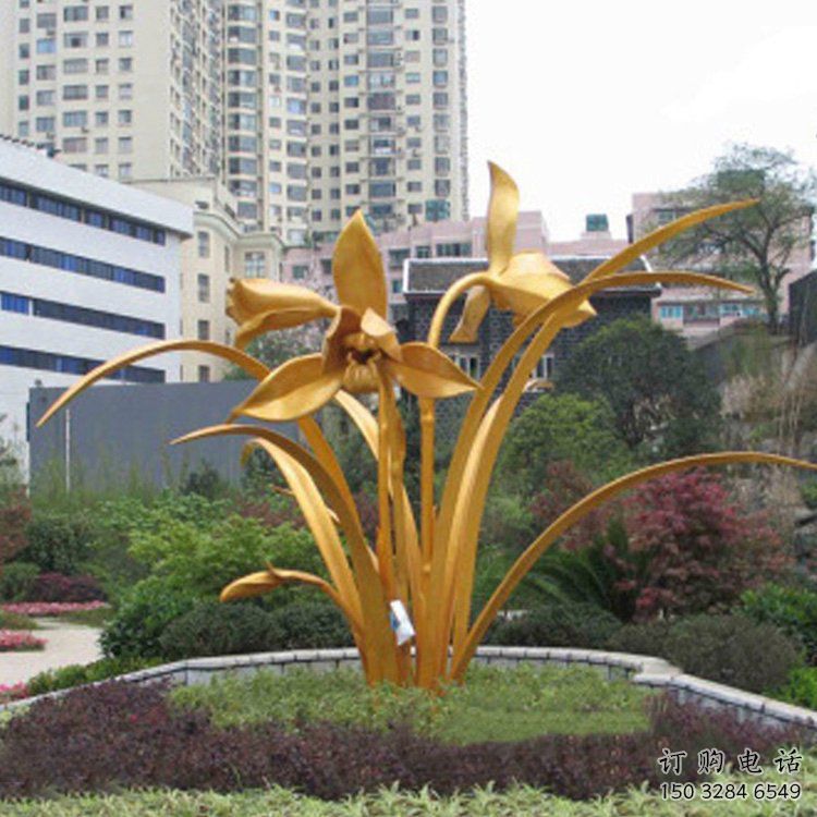 烤漆百合花雕塑廠家 公園小品 戶外不銹鋼百合花雕塑廠