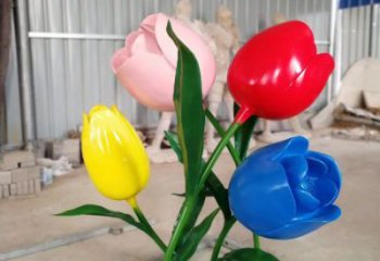 彩繪郁金香雕塑廠家 創意擺件 街頭不銹鋼郁金香雕塑廠