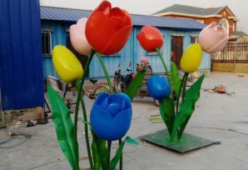 抽象郁金香雕塑廠家 公園小品 仿真不銹鋼郁金香雕塑廠