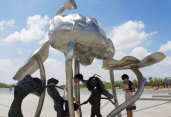 仿古荷葉雕塑廠家 戶外小品 房地產不銹鋼荷葉雕塑廠