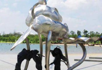 鍛造荷葉雕塑廠家 鏡面小品 戶外不銹鋼荷葉雕塑廠