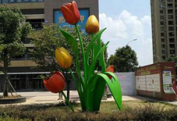 彩繪百合花雕塑廠家 創意擺件 街頭不銹鋼百合花雕塑定制