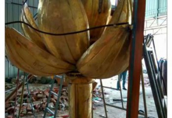 酒店金蓮雕塑廠家 烤漆小品 大型不銹鋼金蓮雕塑廠