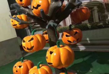 廣場(chǎng)南瓜雕塑廠家 仿真小品 彩繪不銹鋼南瓜雕塑廠