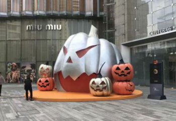 街頭南瓜雕塑廠家 大型別墅區擺件 戶外不銹鋼南瓜雕塑價格