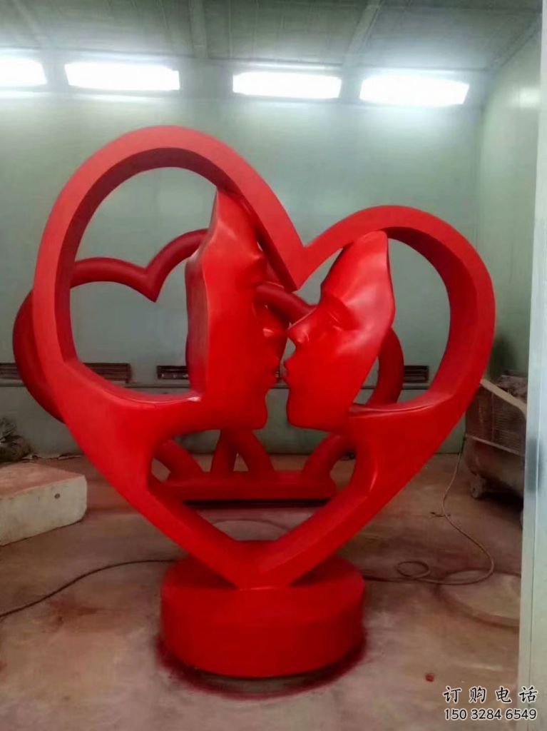 現(xiàn)代心形雕塑廠家 大型別墅區(qū)擺件 抽象不銹鋼心形雕塑廠