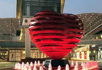 拉絲心形雕塑廠家 鏤空創(chuàng)意擺件 別墅區(qū)不銹鋼心形雕塑廠