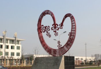 大型心形雕塑廠家 拉絲小品 烤漆不銹鋼心形雕塑廠