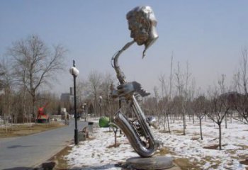 鏡面薩克斯雕塑廠家 大型擺件 抽象不銹鋼薩克斯雕塑廠