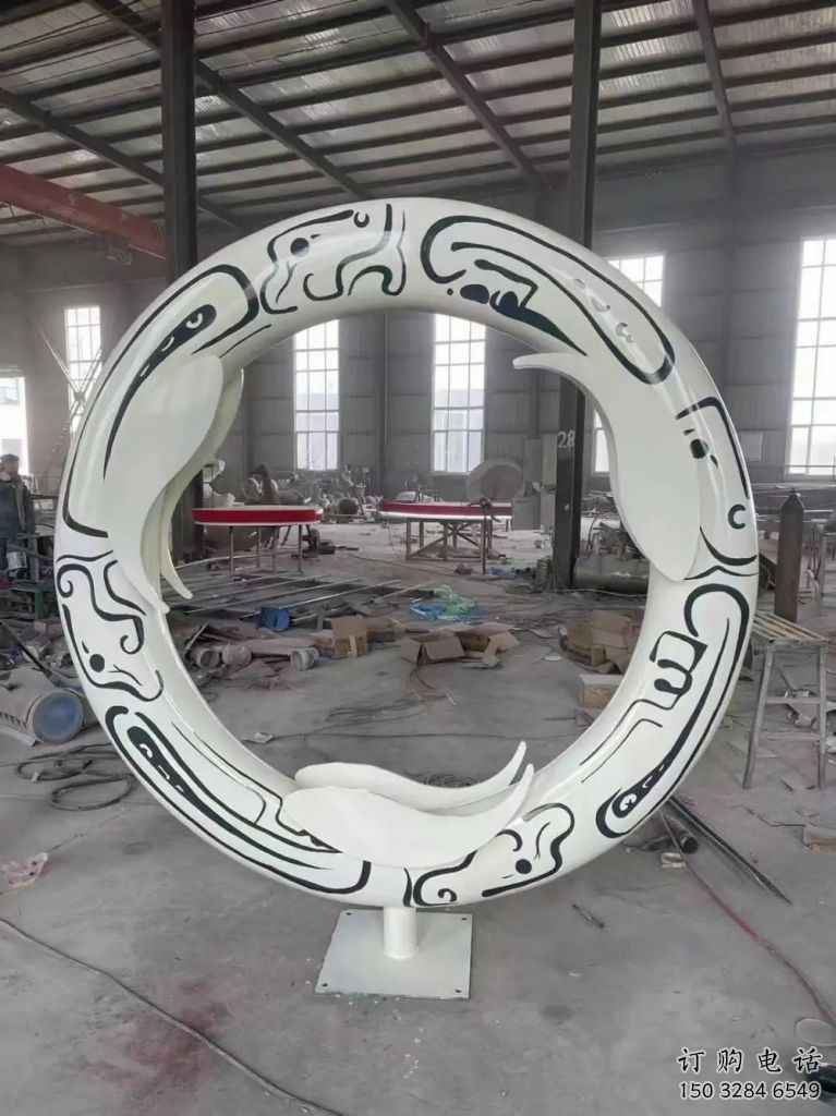 噴漆花環雕塑廠家 中式小品 草地不銹鋼花環雕塑廠