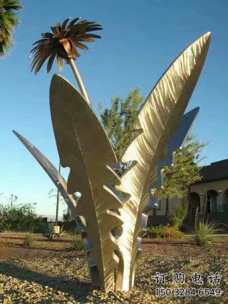 拉絲花樹雕塑廠家 鏤空創意擺件 別墅區不銹鋼花樹雕塑廠