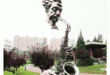 現(xiàn)代薩克斯雕塑廠家 大型別墅區(qū)擺件 創(chuàng)意不銹鋼薩克斯雕塑廠