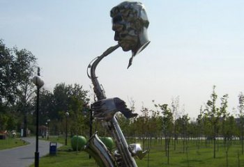 大型薩克斯雕塑廠家 鍛造小品 廣場不銹鋼薩克斯雕塑廠