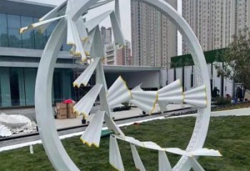 現(xiàn)代花環(huán)雕塑廠家 大型別墅區(qū)擺件 廣場(chǎng)不銹鋼花環(huán)雕塑廠