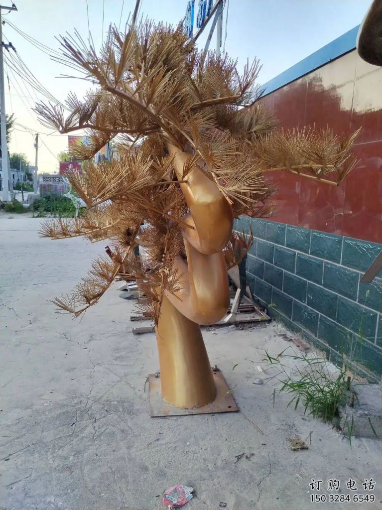 仿古迎客松雕塑廠家 公園小品 房地產不銹鋼迎客松雕塑廠