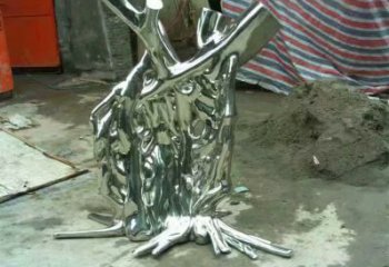 抽象樹墩雕塑廠家 公園小品 鏡面不銹鋼樹墩雕塑報價