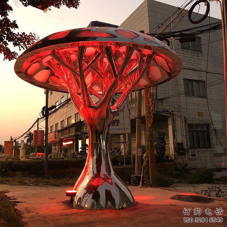 烤漆樹冠雕塑廠家 燈光小品 戶外不銹鋼樹冠雕塑廠