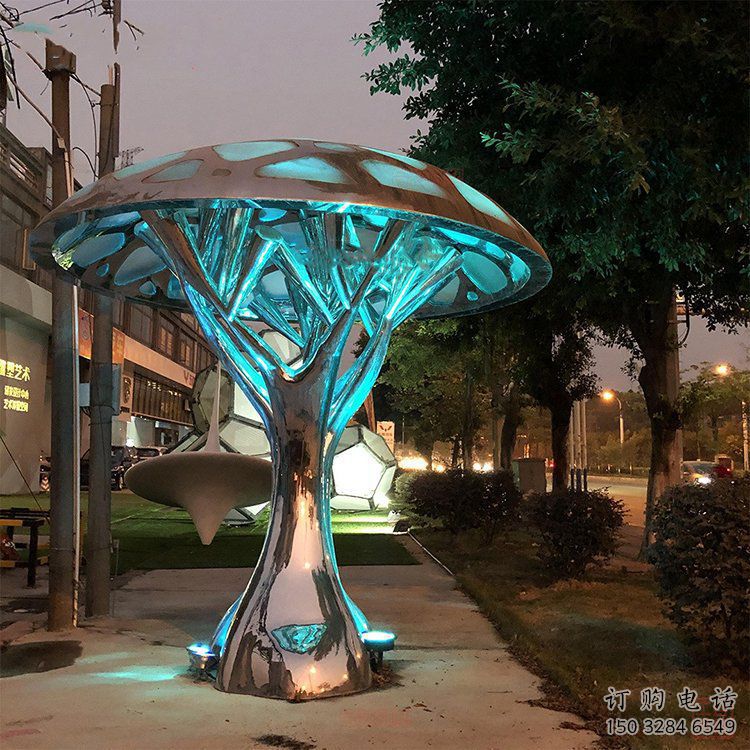 大型樹冠雕塑廠家 鍛造發光小品 抽象不銹鋼樹冠雕塑廠