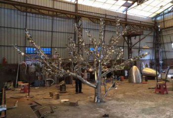 鏡面楓樹雕塑廠家 大型擺件 戶外不銹鋼楓樹雕塑廠