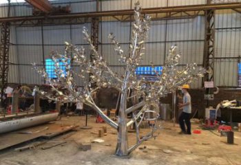 街頭楓樹雕塑廠家 大型別墅區擺件 現代不銹鋼楓樹雕塑廠