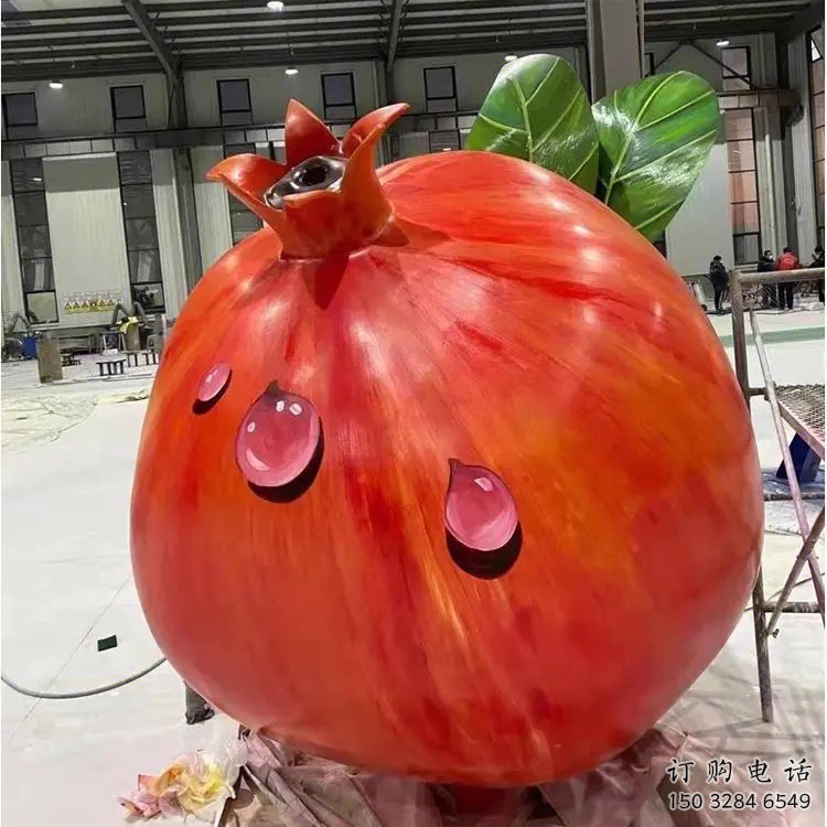 現代石榴花雕塑廠家 大型別墅區擺件 烤漆不銹鋼石榴花雕塑廠