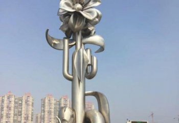 現(xiàn)代喇叭花雕塑廠家 大型別墅區(qū)擺件 廣場(chǎng)不銹鋼喇叭花雕塑廠