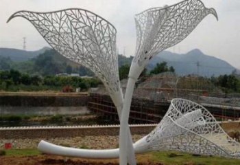 鏤空喇叭花雕塑廠家 園林小品 大型不銹鋼喇叭花雕塑廠