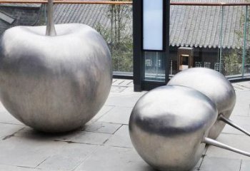 街頭櫻桃雕塑廠家 大型別墅區擺件 拉絲不銹鋼櫻桃雕塑廠