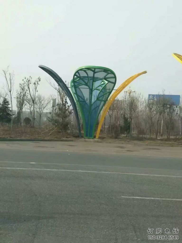 創意芭蕉葉雕塑廠家 烤漆小品 公園不銹鋼芭蕉葉雕塑廠