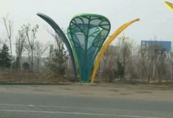 創意芭蕉葉雕塑廠家 烤漆小品 公園不銹鋼芭蕉葉雕塑廠