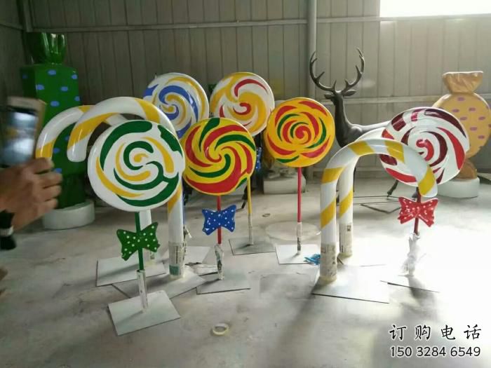 抽象棒棒糖雕塑廠家 現代小品 彩繪棒棒糖雕塑制作