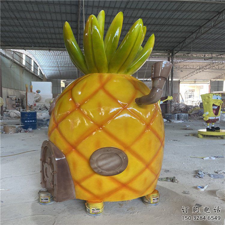 彩繪菠蘿雕塑廠家 餐飲店擺件 街頭菠蘿雕塑廠