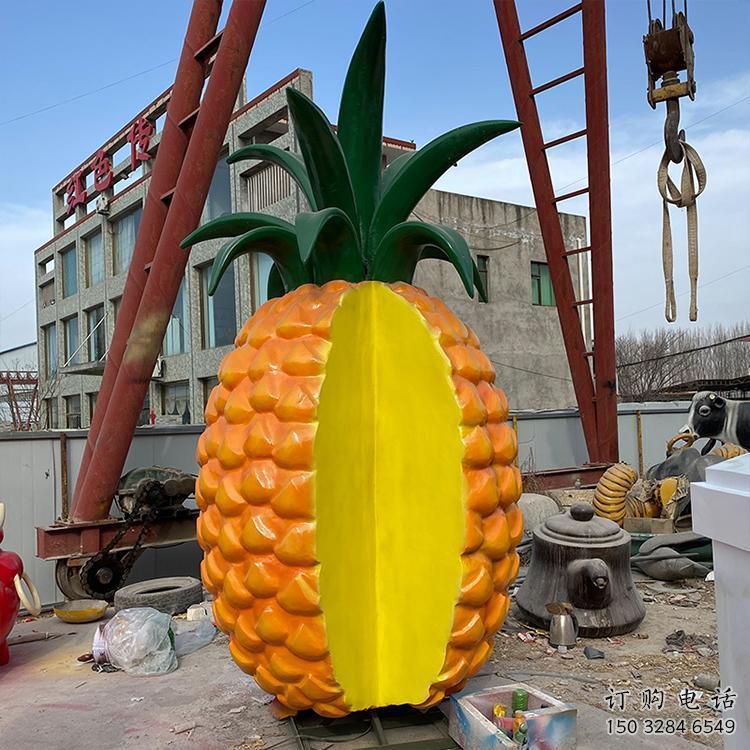 現代菠蘿雕塑廠家 大型別墅區擺件 仿真菠蘿雕塑定做