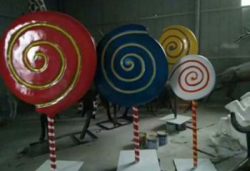 現代棒棒糖雕塑廠家 大型別墅區擺件 仿真棒棒糖雕塑價格