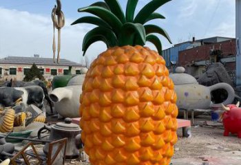 烤漆菠蘿雕塑廠家 創意小品 大型菠蘿雕塑定制