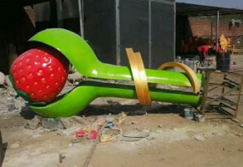 烤漆草莓雕塑廠家 戶外小品 現(xiàn)代不銹鋼草莓雕塑廠