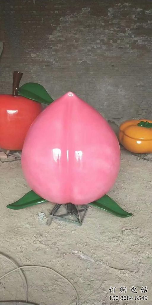 大型壽桃雕塑廠家 彩繪小品 抽象壽桃雕塑價格