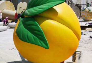 廣場(chǎng)桃子雕塑廠家 創(chuàng)意小品 彩繪桃子雕塑廠