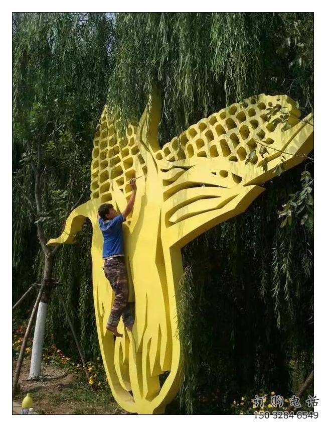 幾何玉米雕塑廠家 剪紙小品 鏤空玉米雕塑定做