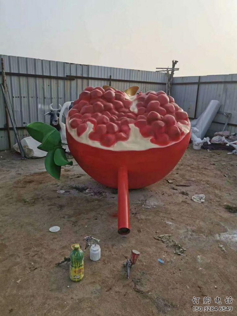 創意石榴雕塑廠家 烤漆小品 公園不銹鋼石榴雕塑廠