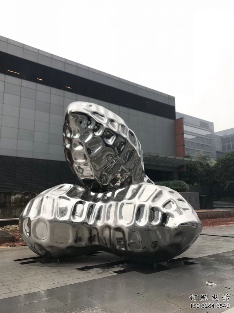 鏡面花生雕塑廠家 大型擺件 現(xiàn)代不銹鋼花生雕塑廠