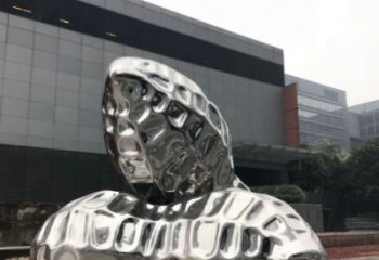 鏡面花生雕塑廠家 大型擺件 現(xiàn)代不銹鋼花生雕塑廠