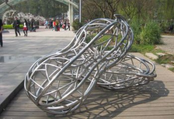 鏤空花生雕塑廠家 園林小品 現代不銹鋼花生雕塑廠