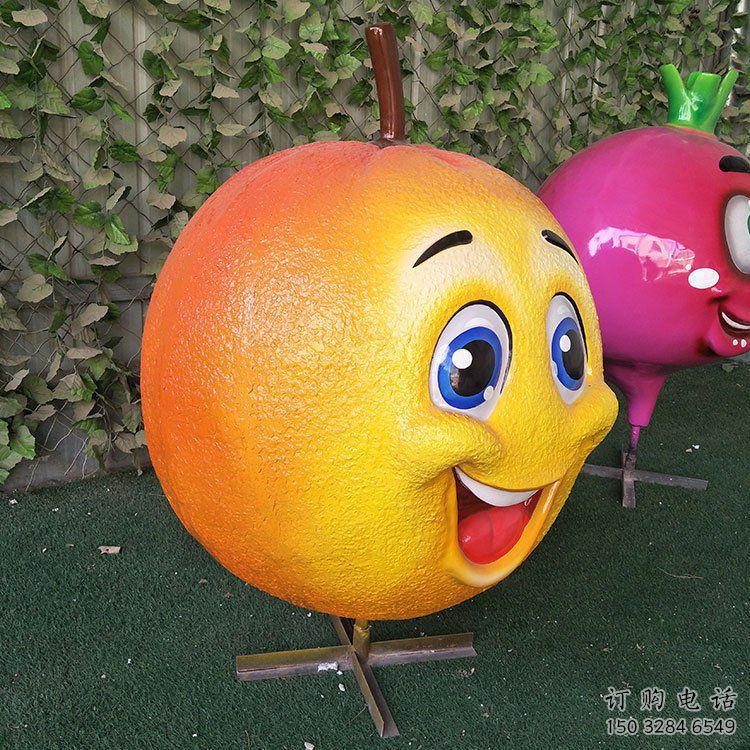 彩繪橘子雕塑廠家 抽象廣場擺件 街頭橘子雕塑廠