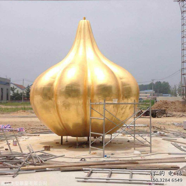 異形大蒜雕塑廠家 現(xiàn)代廣場(chǎng)小品 戶(hù)外不銹鋼大蒜雕塑廠
