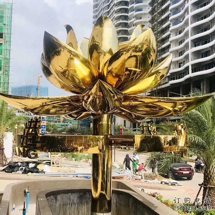 中式紫荊花雕塑廠家 現代小品 創意不銹鋼紫荊花雕塑制作