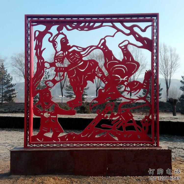 大型窗花雕塑廠家 剪紙小品 鏤空不銹鋼窗花雕塑制作