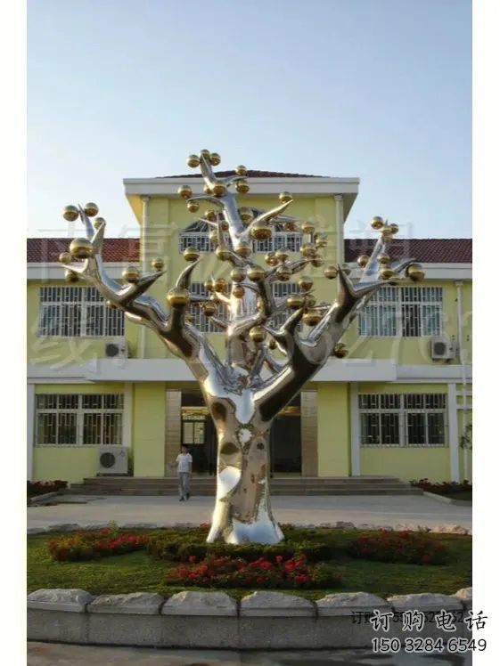 廣場搖錢樹雕塑廠家 鏡面小品 創意不銹鋼搖錢樹雕塑廠