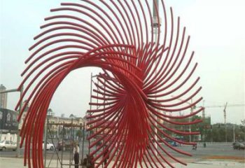 拉絲鳳羽雕塑廠家 鏤空創意擺件 別墅區不銹鋼鳳羽雕塑廠